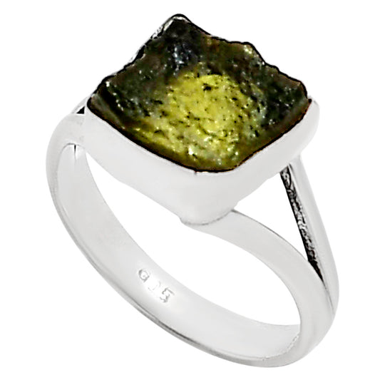 Genuine Czech Moldavite Rough Ring size-6 R-1002 SDR252195