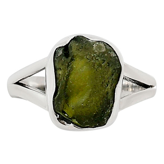 Genuine Czech Moldavite Rough Ring size-6 R-1002 SDR252196