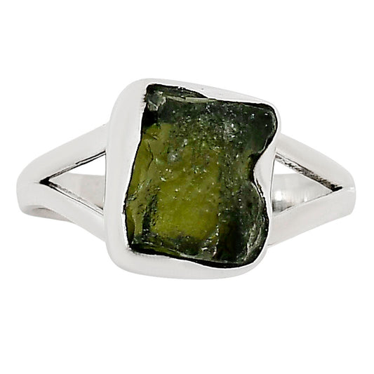 Genuine Czech Moldavite Rough Ring size-8 R-1002 SDR252197