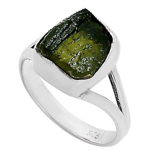 Genuine Czech Moldavite Rough Ring size-7 R-1002 SDR252198