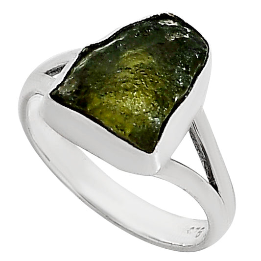 Genuine Czech Moldavite Rough Ring size-7 R-1002 SDR252199