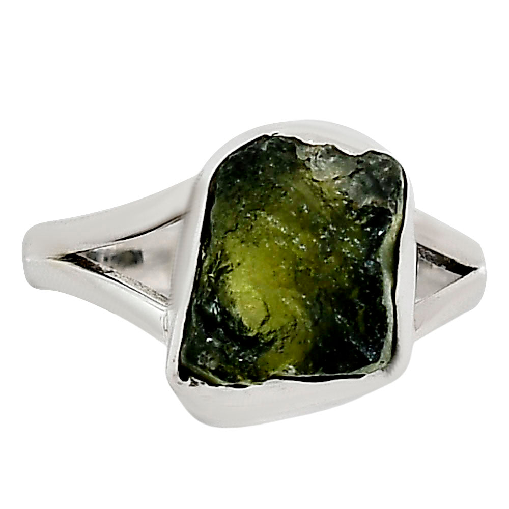 Genuine Czech Moldavite Rough Ring size-8 R-1002 SDR252200