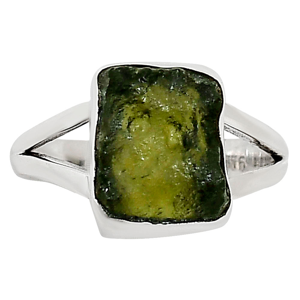 Genuine Czech Moldavite Rough Ring size-6 R-1002 SDR252203