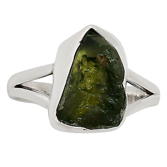 Genuine Czech Moldavite Rough Ring size-8 R-1002 SDR252204