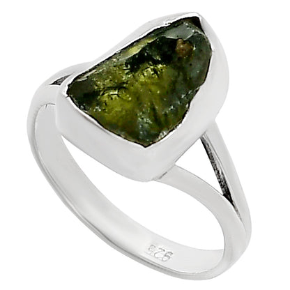 Genuine Czech Moldavite Rough Ring size-8 R-1002 SDR252204