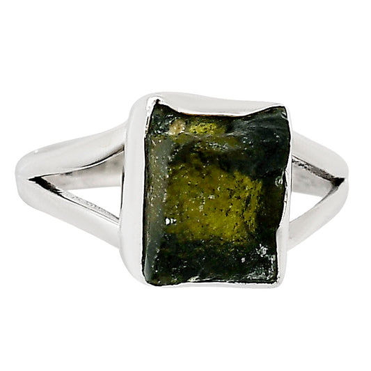 Genuine Czech Moldavite Rough Ring size-7.5 R-1002 SDR252206