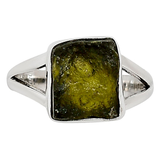Genuine Czech Moldavite Rough Ring size-6 R-1002 SDR252207