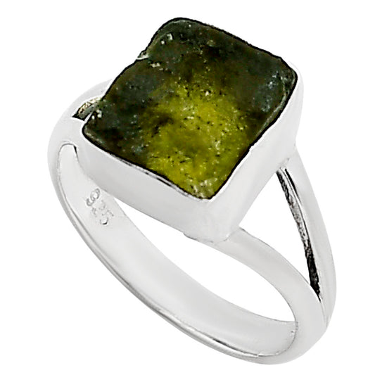 Genuine Czech Moldavite Rough Ring size-6 R-1002 SDR252207