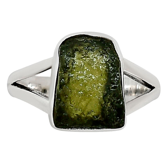 Genuine Czech Moldavite Rough Ring size-6 R-1002 SDR252208