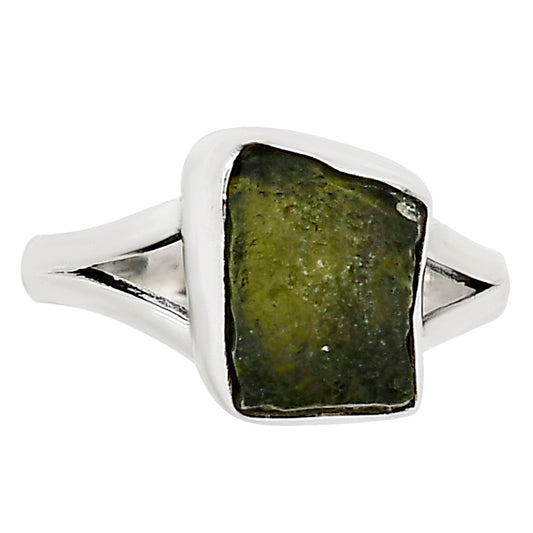 Genuine Czech Moldavite Rough Ring size-8 R-1002 SDR252209