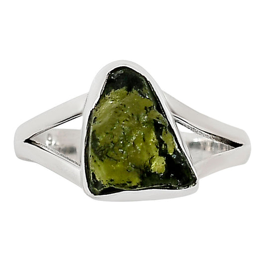 Genuine Czech Moldavite Rough Ring size-8 R-1002 SDR252211