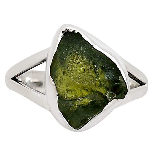 Genuine Czech Moldavite Rough Ring size-7 R-1002 SDR252213