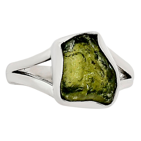 Genuine Czech Moldavite Rough Ring size-6 R-1002 SDR252214
