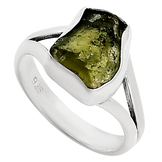 Genuine Czech Moldavite Rough Ring size-6 R-1002 SDR252214