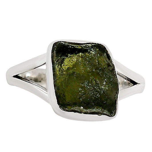 Genuine Czech Moldavite Rough Ring size-9 R-1002 SDR252220