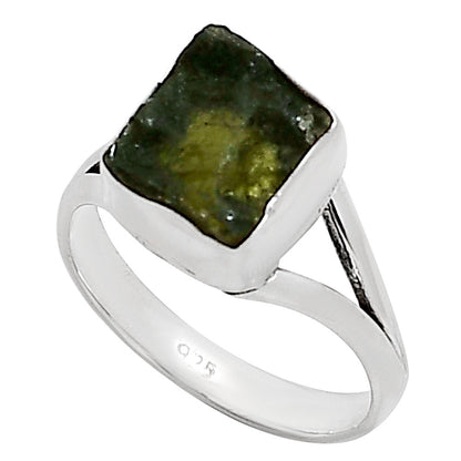 Genuine Czech Moldavite Rough Ring size-7 R-1002 SDR252221
