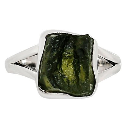 Genuine Czech Moldavite Rough Ring size-6.5 R-1002 SDR252224