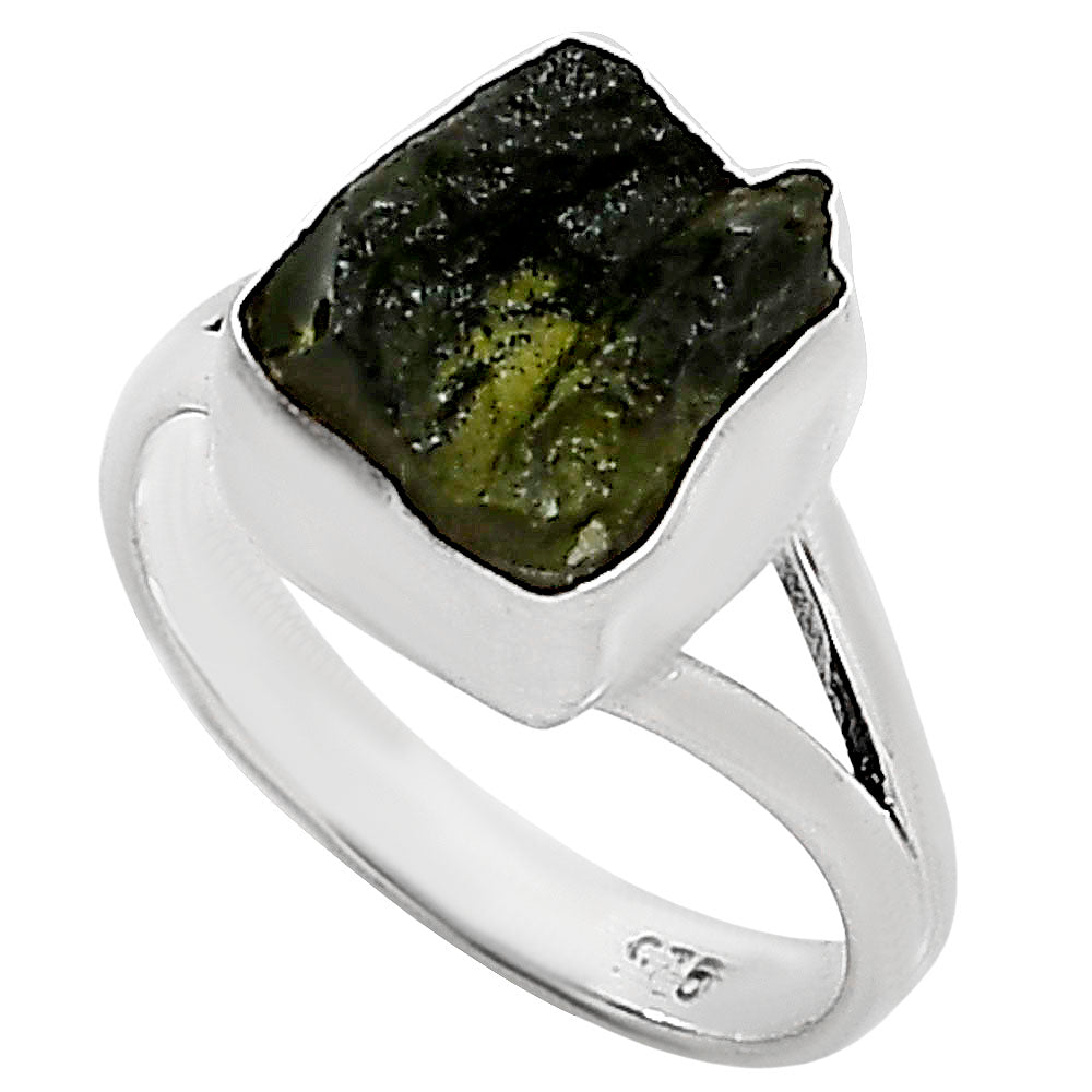 Genuine Czech Moldavite Rough Ring size-6.5 R-1002 SDR252224