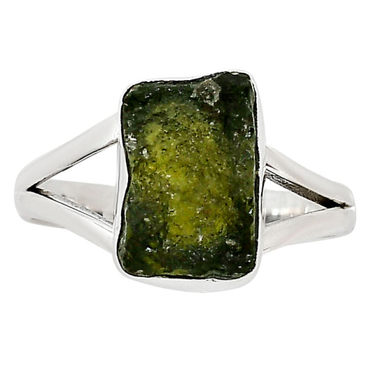 Genuine Czech Moldavite Rough Ring size-9 R-1002 SDR252225