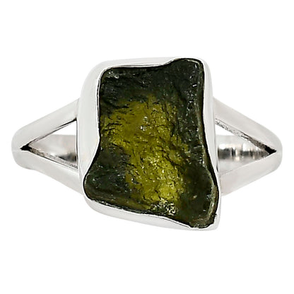 Genuine Czech Moldavite Rough Ring size-9 R-1002 SDR252226