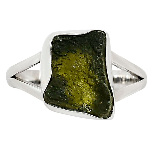 Genuine Czech Moldavite Rough Ring size-9 R-1002 SDR252226