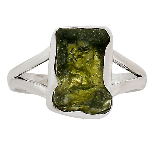 Genuine Czech Moldavite Rough Ring size-9 R-1002 SDR252229