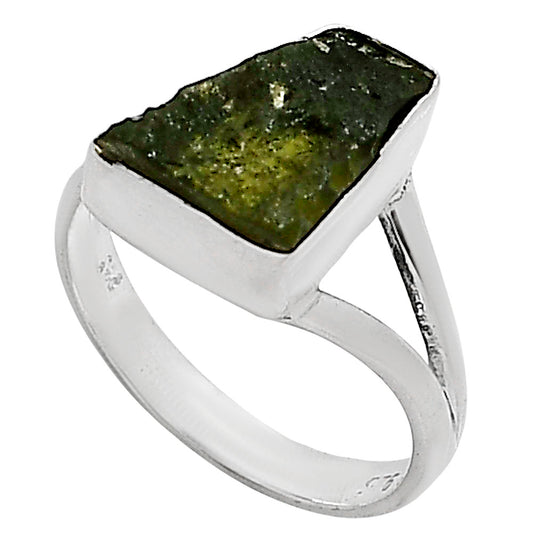Genuine Czech Moldavite Rough Ring size-7 R-1002 SDR252230