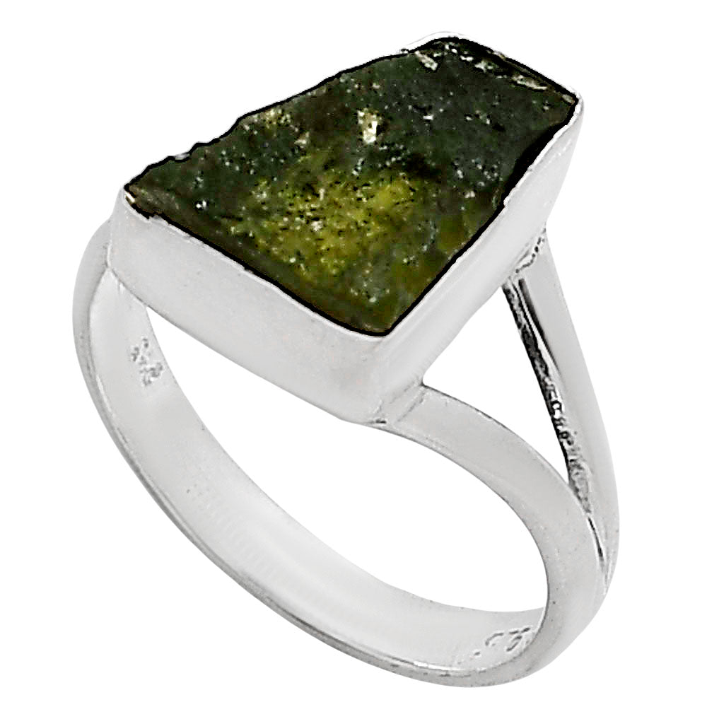 Genuine Czech Moldavite Rough Ring size-7 R-1002 SDR252230