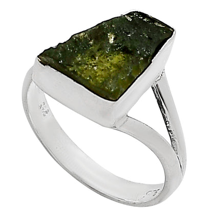 Genuine Czech Moldavite Rough Ring size-7 R-1002 SDR252230