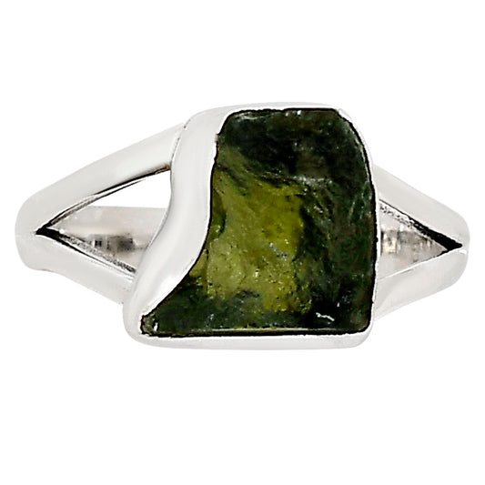 Genuine Czech Moldavite Rough Ring size-6 R-1002 SDR252233