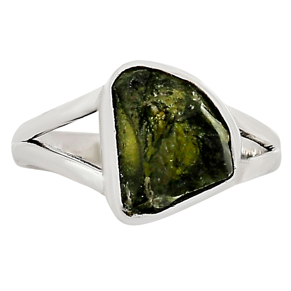 Genuine Czech Moldavite Rough Ring size-7 R-1002 SDR252234