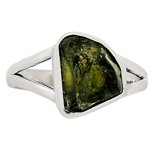 Genuine Czech Moldavite Rough Ring size-7 R-1002 SDR252234