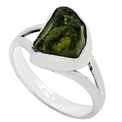 Genuine Czech Moldavite Rough Ring size-7 R-1002 SDR252234