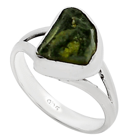Genuine Czech Moldavite Rough Ring size-7 R-1002 SDR252234