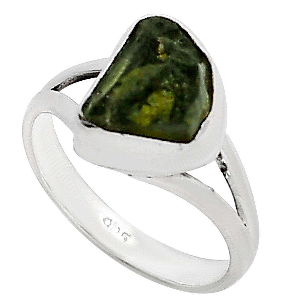 Genuine Czech Moldavite Rough Ring size-7 R-1002 SDR252234