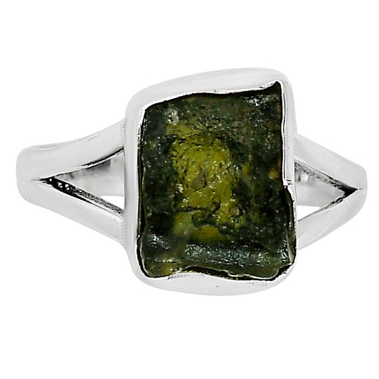 Genuine Czech Moldavite Rough Ring size-7 R-1002 SDR252235