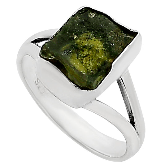 Genuine Czech Moldavite Rough Ring size-7 R-1002 SDR252235