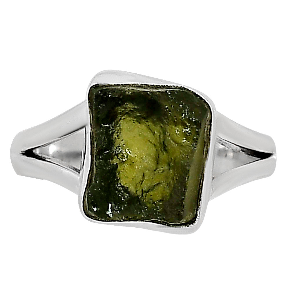 Genuine Czech Moldavite Rough Ring size-6 R-1002 SDR252238