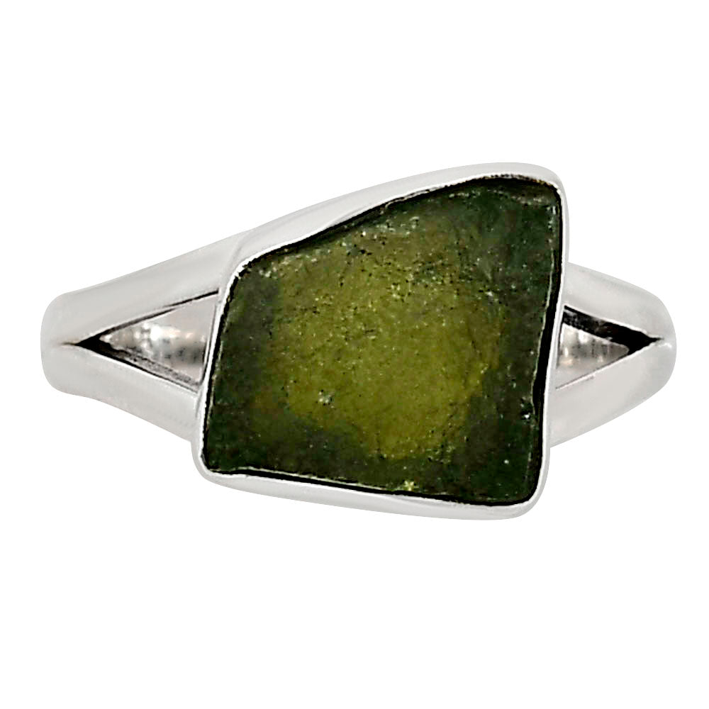 Genuine Czech Moldavite Rough Ring size-6 R-1002 SDR252239