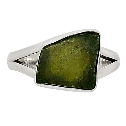 Genuine Czech Moldavite Rough Ring size-6 R-1002 SDR252239