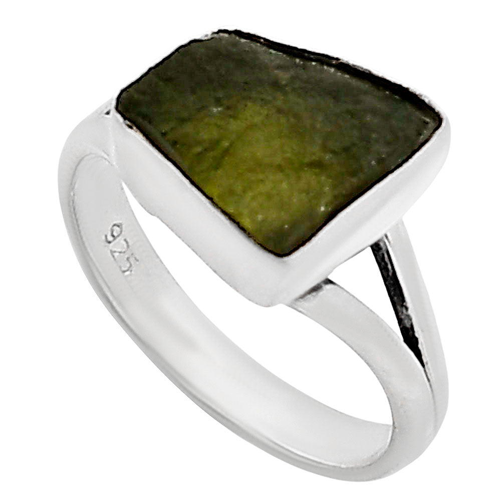 Genuine Czech Moldavite Rough Ring size-6 R-1002 SDR252239