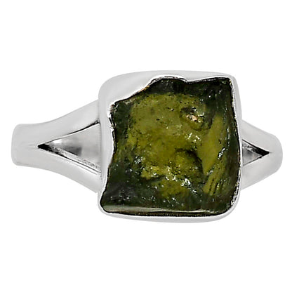 Genuine Czech Moldavite Rough Ring size-8 R-1002 SDR252242