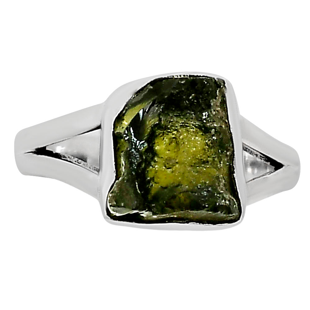 Genuine Czech Moldavite Rough Ring size-7 R-1002 SDR252244
