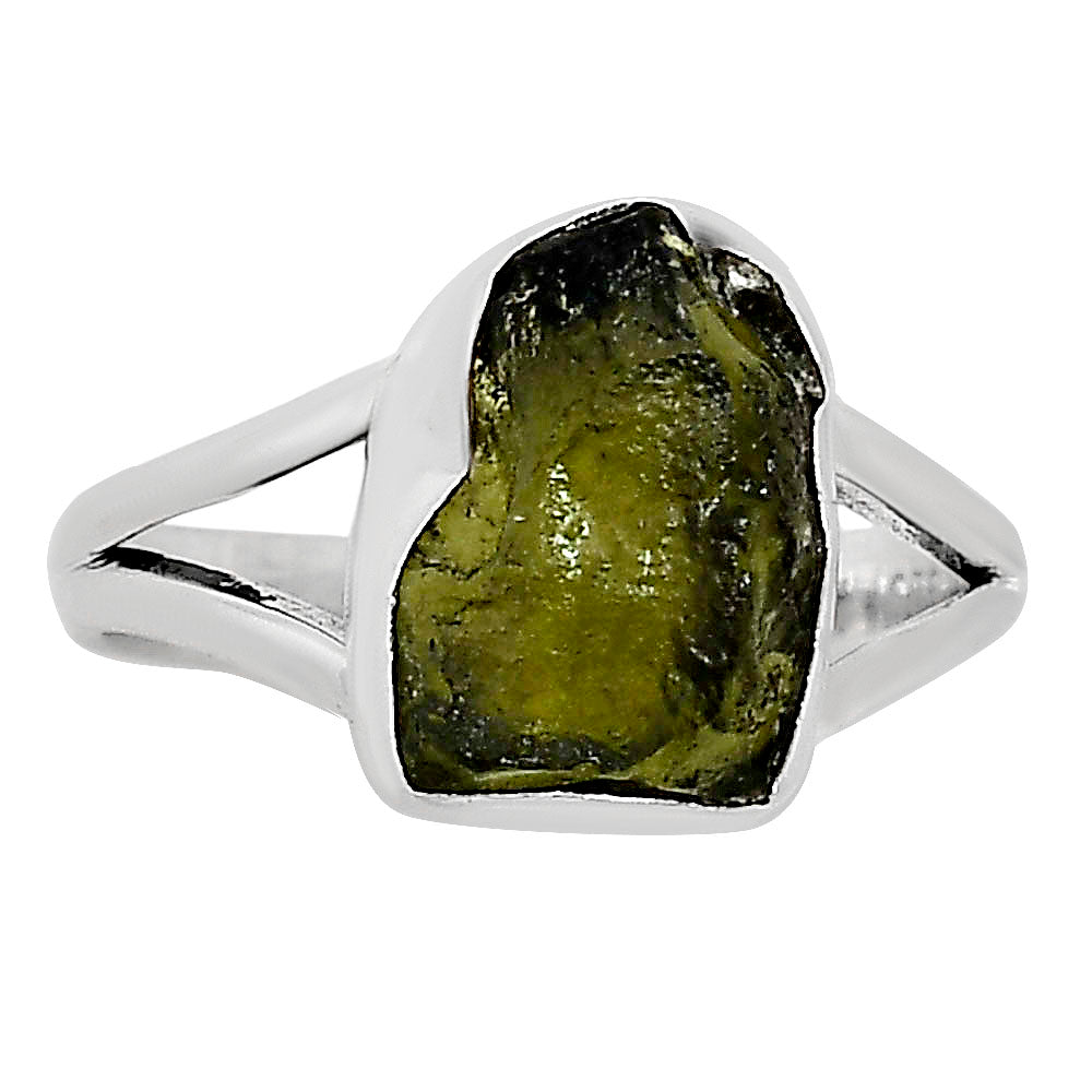 Genuine Czech Moldavite Rough Ring size-9 R-1002 SDR252245