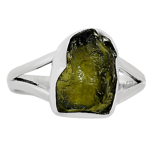 Genuine Czech Moldavite Rough Ring size-9 R-1002 SDR252245