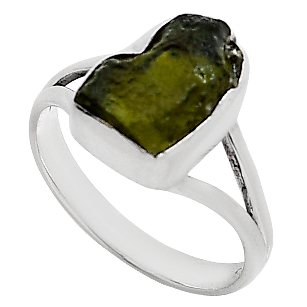 Genuine Czech Moldavite Rough Ring size-9 R-1002 SDR252245