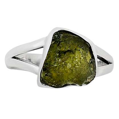 Genuine Czech Moldavite Rough Ring size-6 R-1002 SDR252246