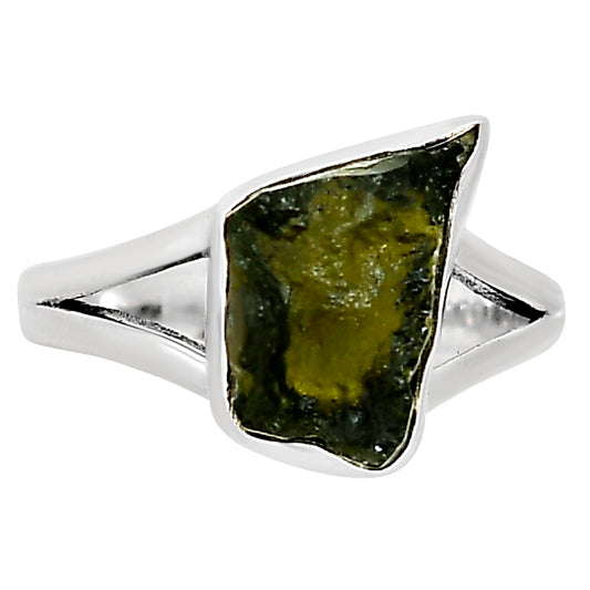Genuine Czech Moldavite Rough Ring size-8 R-1002 SDR252248