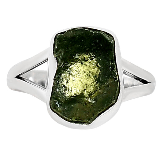 Genuine Czech Moldavite Rough Ring size-6.5 R-1002 SDR252249