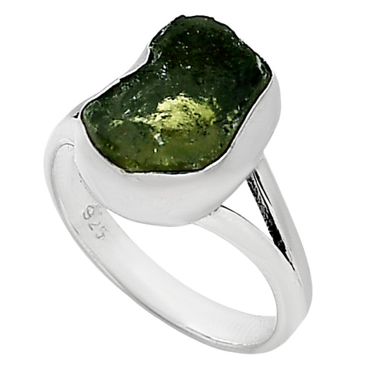 Genuine Czech Moldavite Rough Ring size-6.5 R-1002 SDR252249